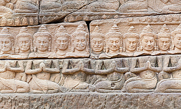 浅浮雕,庙宇,柬埔寨,亚洲