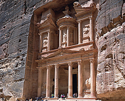 游客,站立,正面,古遗址,财政部,佩特拉,约旦