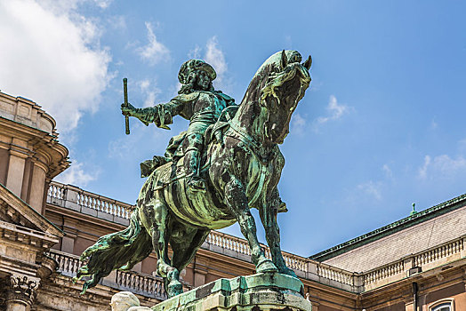 骑马雕像,尤金,皱叶甘兰,城堡,布达佩斯,中心,匈牙利,欧洲