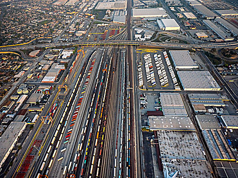 集装箱码头,铁路,货运,院子,商业,洛杉矶,加利福尼亚,美国,北美