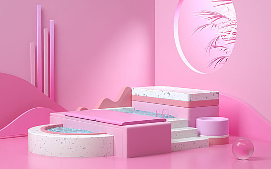3D模擬場景彩色產品展臺創意圖