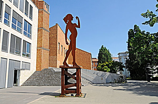 女人,雕塑,市政厅,北莱茵威斯特伐利亚,德国,欧洲