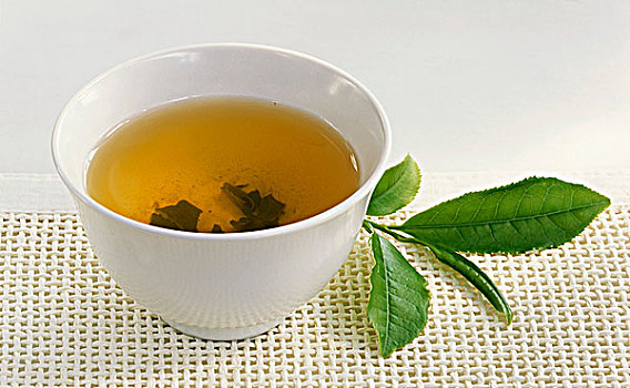 綠茶,茶碗,新鮮,茶葉