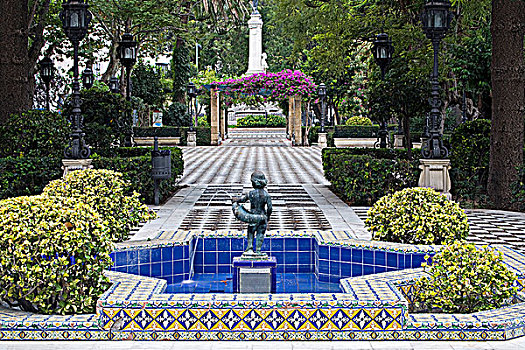 喷泉,公园,克米亚斯,安达卢西亚,西班牙