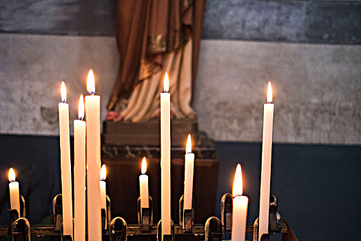 燃烧,蜡烛,正面,耶稣,雕塑,意大利,利古里亚,五渔村