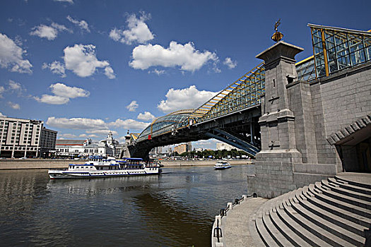 俄罗斯,莫斯科,莫斯科河,桥,行人