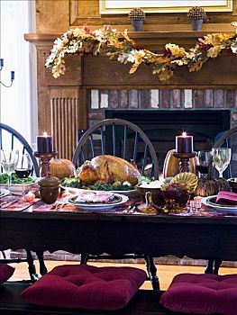 火鸡,感恩节,桌子,美国