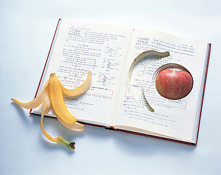 香蕉,苹果,书本