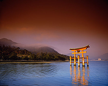 神祠,鸟居,广岛,宫岛,日本,日本神道,宗教