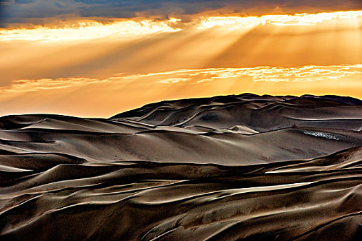 沙丘,沙漠,波纹,干燥,荒凉,光,耶稣光