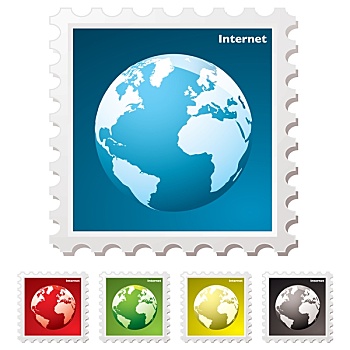 互联网,世界,邮票