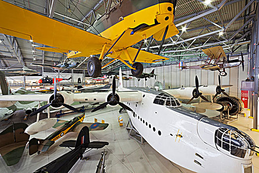 英格兰,剑桥郡,达克斯福德,皇家,战争,博物馆,展示,旧式,飞机,飞机库