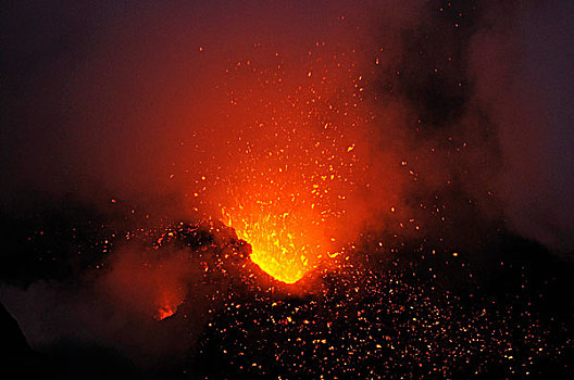 火山,火山爆发,火山口,山,岛屿,埃奥利群岛,利帕里,西西里,意大利南部,意大利,欧洲