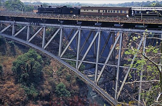 蒸汽机车,维多利亚瀑布,吊桥,津巴布韦,国家,铁路