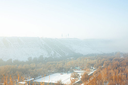 新疆乌鲁木齐天山天池哈萨克风情园高出全景特写