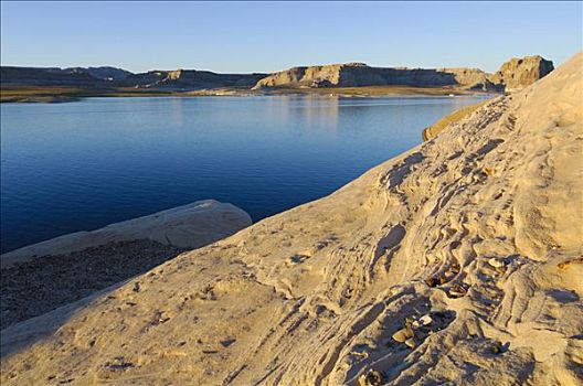 砂岩,石头,堤岸,鲍威尔湖,亚利桑那,美国,北美