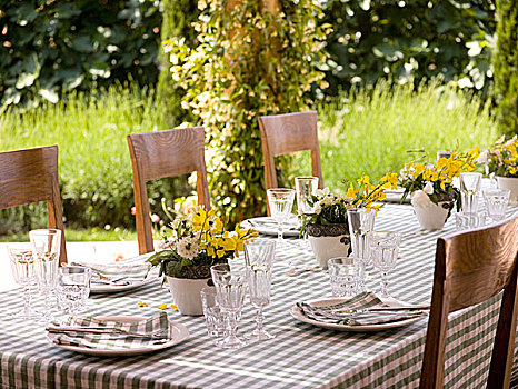 成套餐具,夏天,午餐,花园
