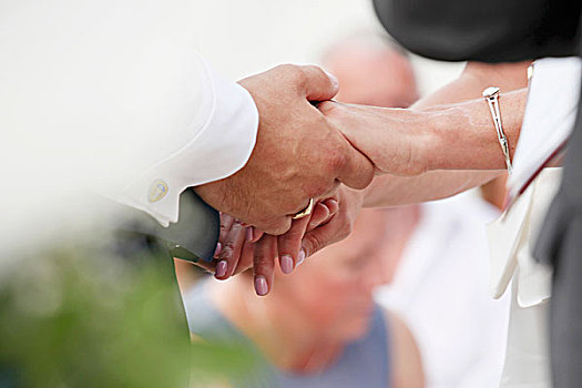新婚夫妇,握手