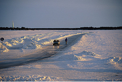 冰,道路,南方,港口,瑞典