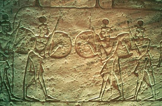 石灰石,浮雕,展示,军人,阿布辛贝尔神庙,埃及,世纪,艺术家,未知