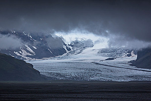 风景,乌云,瓦特纳冰川国家公园,冰岛
