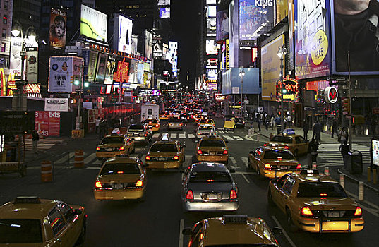 美国,纽约,曼哈顿,时代广场,夜晚