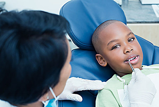 牙医,检查,男孩,牙齿,椅子