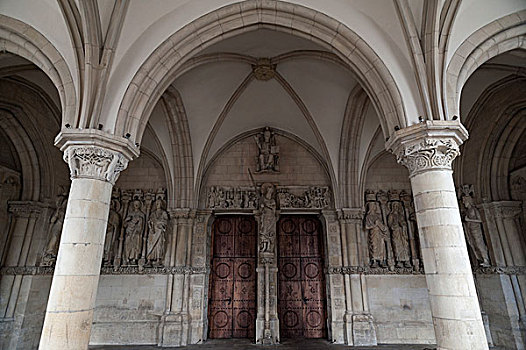 正门入口,乐园,13世纪,芒斯特,大教堂,明斯特地区,北莱茵威斯特伐利亚,德国,欧洲