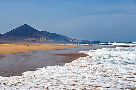 海浪,海滩,北海岸,富埃特文图拉岛,加纳利群岛,西班牙,欧洲