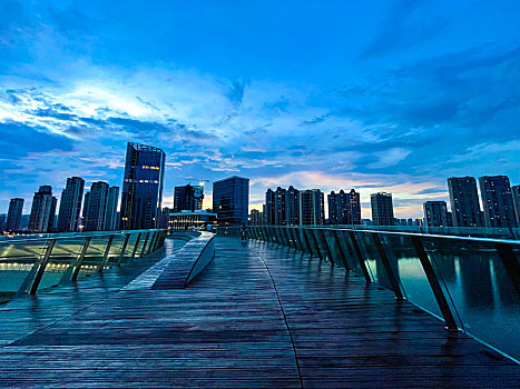 长沙梅溪湖夕阳美景