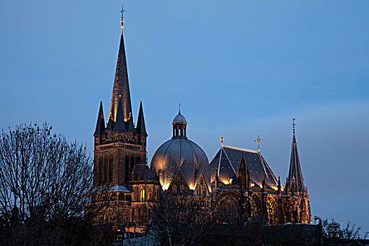 大教堂,黄昏,世界遗产,北莱茵-威斯特伐利亚,德国,欧洲
