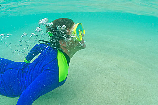 水下呼吸管,野餐,岛屿,靠近,贝卡岛,南方,维提岛,斐济,南太平洋