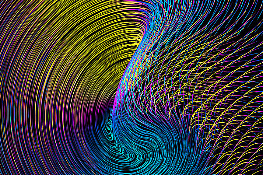彩色曲线组成发光螺旋状扭曲抽象纹理图案背景
