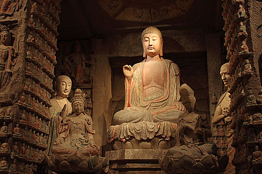 陕西西安钟山石窟佛像