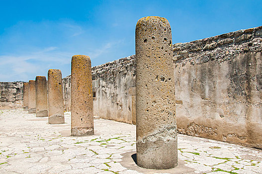 多,柱子,遗址,宫殿,瓦哈卡,墨西哥,中美洲