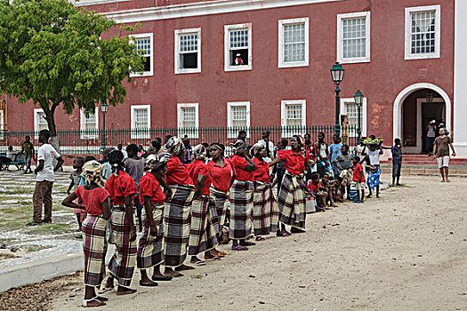 非洲,莫桑比克,莫桑比克岛,传统,表演,城镇广场
