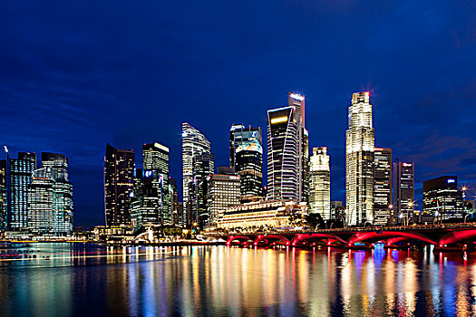新加坡城,天际线,黎明