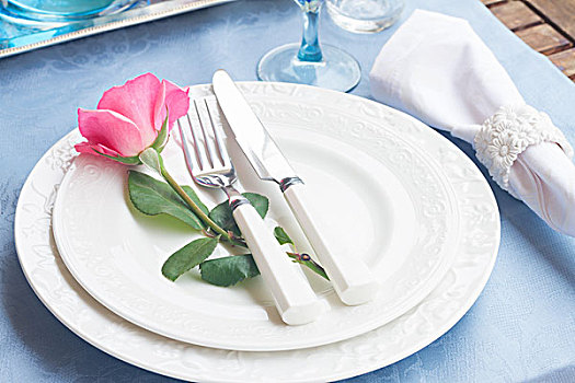 餐具,盘子,杯子,玫瑰