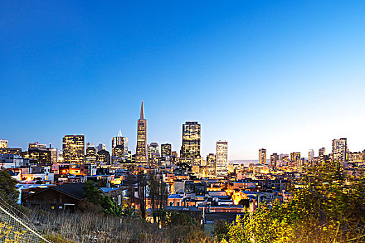 城市,天际线,旧金山,黎明