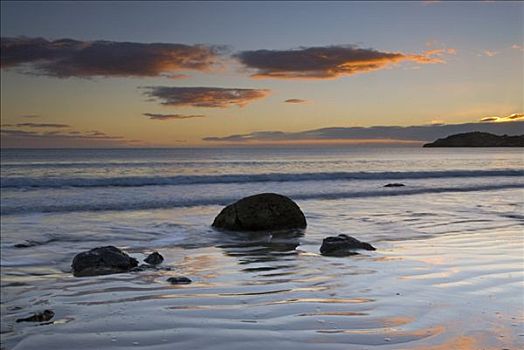 漂石,日出,新西兰