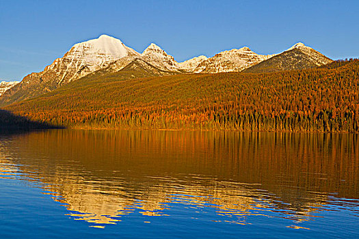彩虹,顶峰,日落,秋天,白天,湖,冰川国家公园,蒙大拿,美国