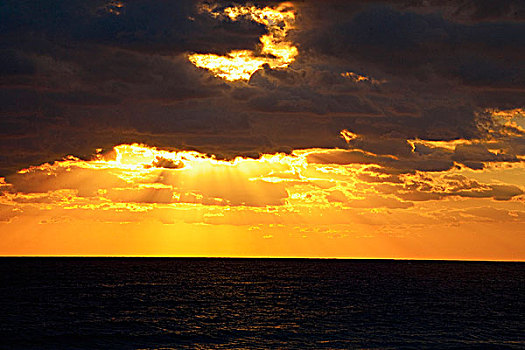 云,上方,海洋,日落,迈阿密海滩,佛罗里达,美国