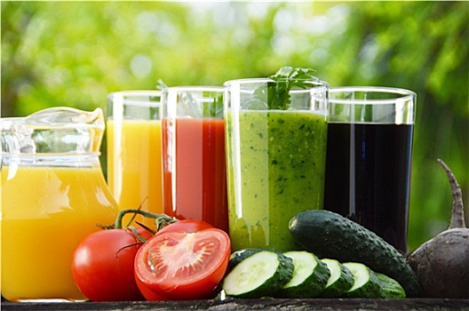 玻璃杯,新鲜,蔬菜汁,花园,饮食