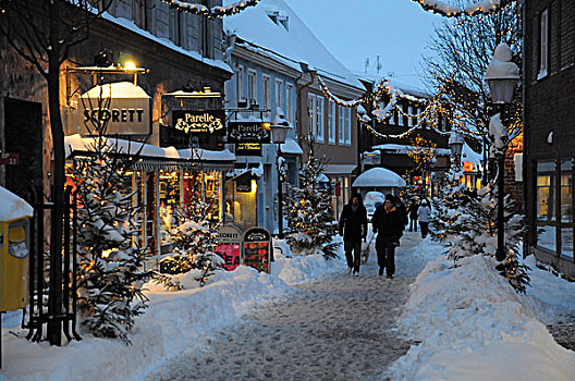 小,街道,雪,亮光,窗户,耶伊斯塔德,瑞典,斯堪的纳维亚,欧洲