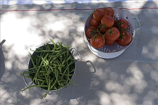 翠绿,豆,西红柿