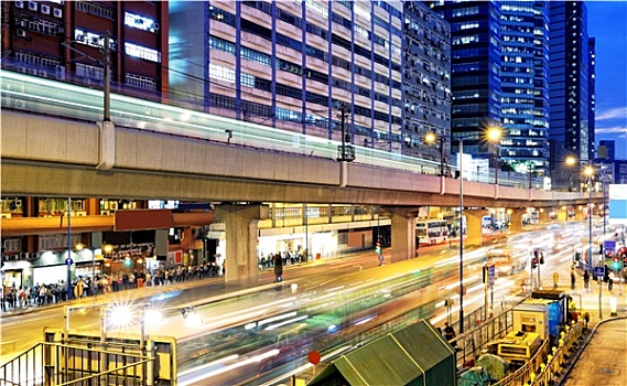 香港,市区,忙碌,交通,夜晚