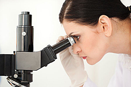 科学家,看穿,显微镜,实验室