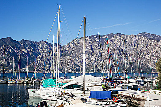 船,港口,悬崖,加尔达湖,马尔切斯内,维罗纳,意大利