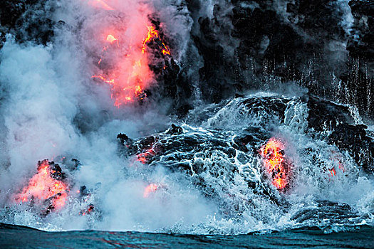 火山岩,流动,水