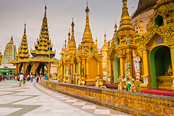 缅甸,仰光,大金塔,许多,庙宇,围绕,佛塔